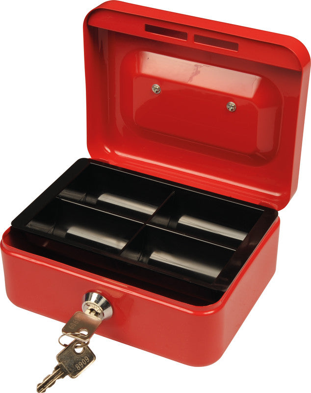 Q-Connect – Geldkassette – mit Schlüssel – 15,3 × 12 × 7 cm – Rot – Stahl