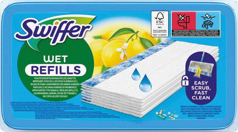 Swiffer Boden-Reinigungstücher, feucht – für harte Böden, blau, 24 Stk.