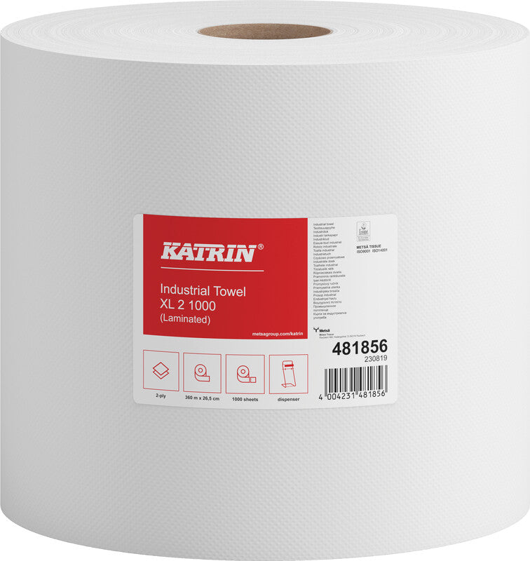 Katrin Putzrolle Plus XL – 2-lagig – 26,5 × 36 cm – 1'000 Blatt – weiss