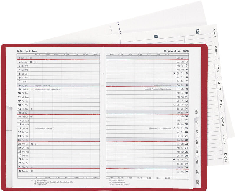 Biella Planer Istanbul Agenda – 1 Monat/2 Seiten, geheftet, 10,6 × 15,3 cm, 15 Monate Okt–Dez, weinrot, PEFC