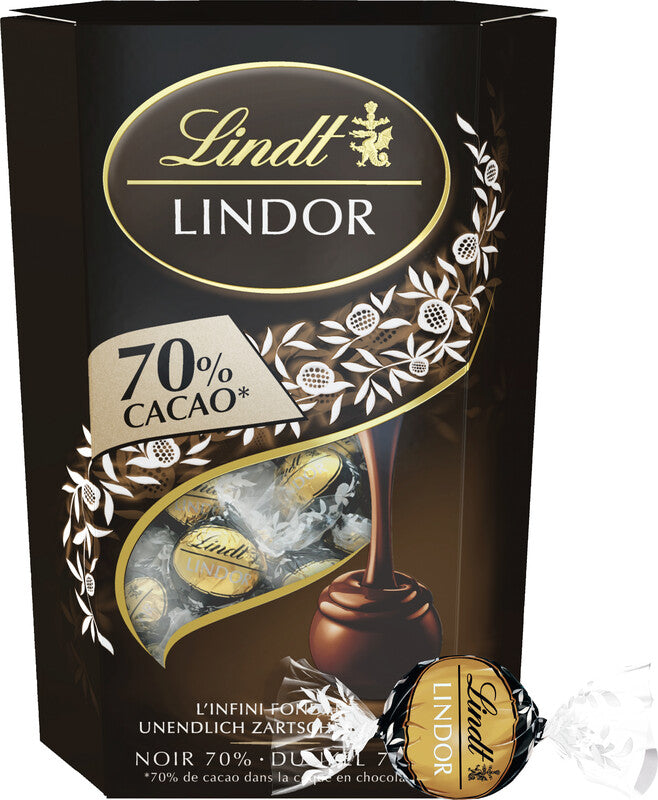 Lindt LINDOR Kugeln Cornet – Dunkel, 70% Kakao, 200 g
