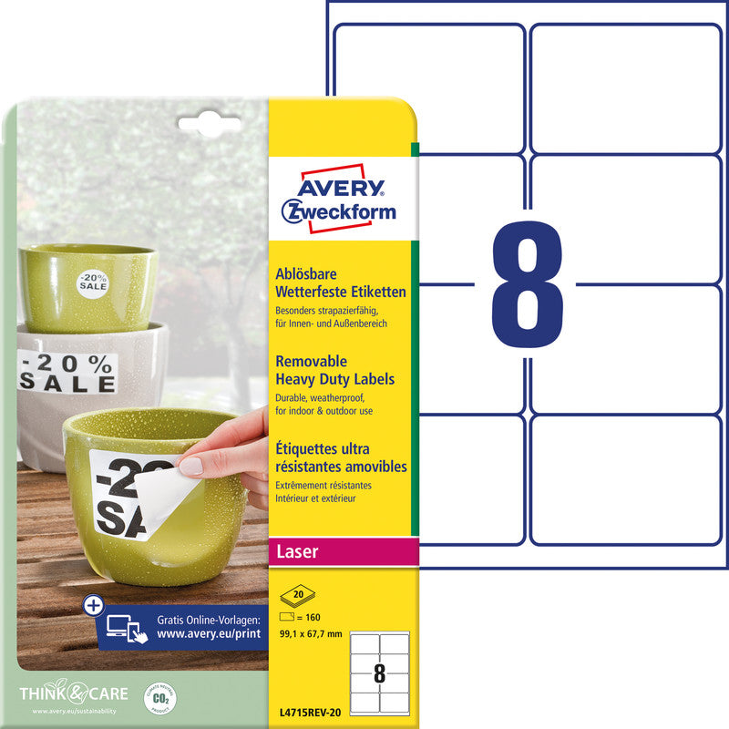 Avery Drucketiketten, Weiss, Selbstklebend