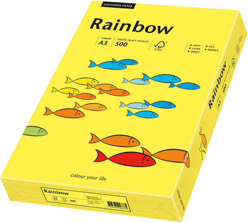 Rainbow Kopierpapier – A3, 80 g/m², Mittelgelb – für Inkjet/Laser/Kopierer – FSC – 500 Blatt
