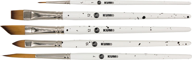 Kum Pinsel – weiss, synthetikhaare, länge 135 mm, grösse 18, handgefertigt, aluminiumzwinge