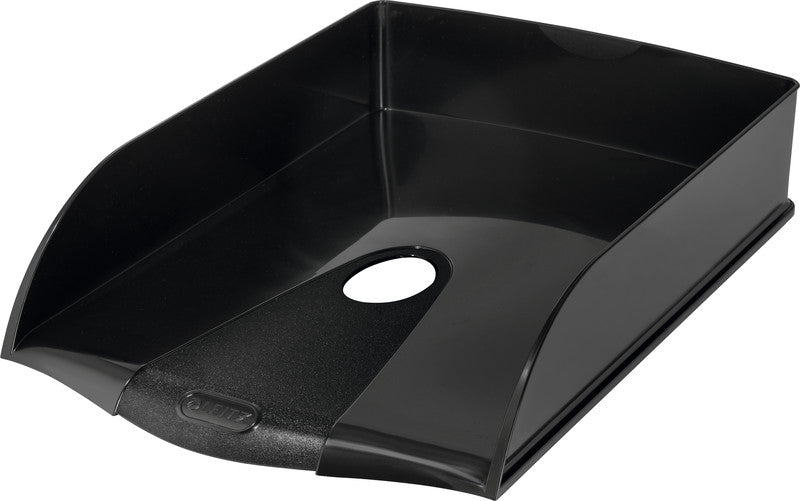 Leitz Briefkorb – mit Griffausschnitt, mit Beschriftungsfeld, glänzend, schwarz, B 255 × H 70 × T 385 mm