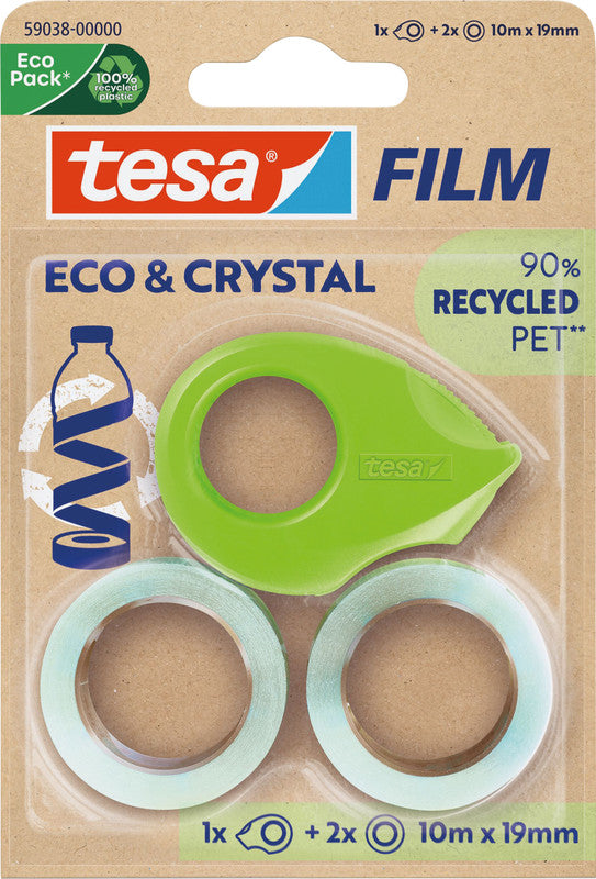 tesa Handabroller – für Rollenbreite bis 19 mm, für Bandlänge bis 10 m, Metallmesser, inkl. 2 Rollen