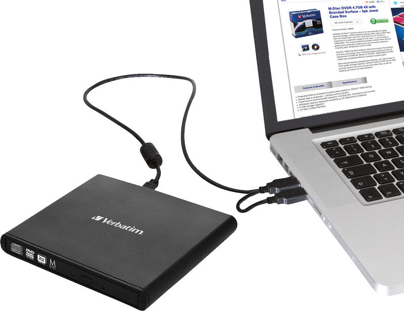 Verbatim CD/DVD-Brenner – USB 2.0, Slimline, für Windows XP, Vista, 7 und weitere