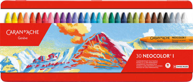 Caran d-Ache Caran d'Ache Neocolor I Ölbasierte Farbstifte-Set – 30 Farben, Mine Ø 8,6 mm, Metallschachtel