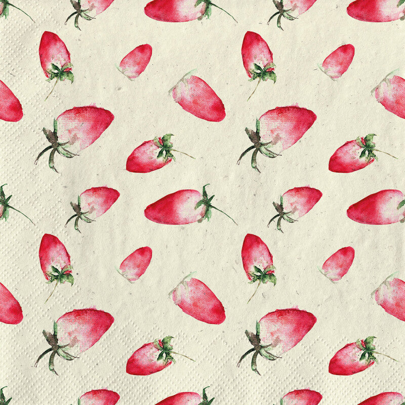 Fasana Servietten Strawberry Field – 33 × 33 cm – 2-lagig, Tissue – 20 Stk., FSC