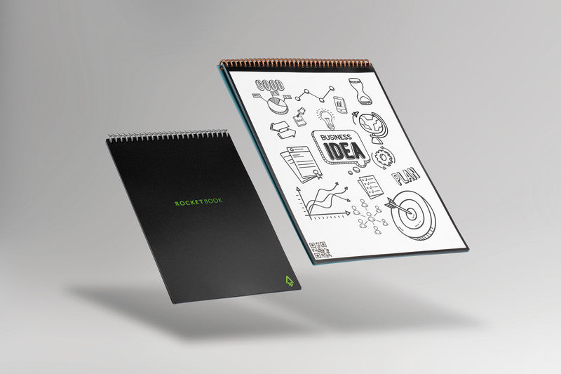 Rocketbook Spiralblock A5, punktkariert, Spiralbindung, Hardcover, 18 Blatt – schwarz, für ROCKETBOOK App