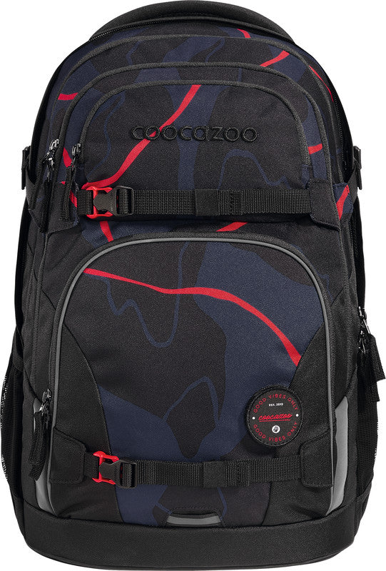 Coocazoo Schulrucksack Porter – Lava Lines – 30/35 l – 30,0 × 44,0 × 23,0 cm – recycelte Materialien