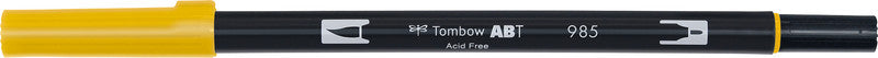 Tombow Brush Pen ABT Dual – Feinspitze 0,3 mm, Pinselspitze 3-10 mm – Chromgelb – wasservermalbar