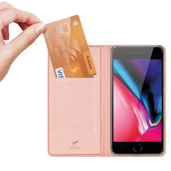 Dux Ducis Booklet-Hülle – für Apple iPhone SE (2020) – Roségold – Kunstleder – mit Kartenfach