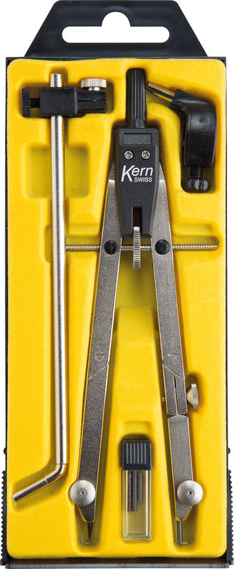 KERN Zirkel – Schenkellänge 17 cm, Radius 28 cm, für Bleieinsatz Ø 4 mm, Messing, silber