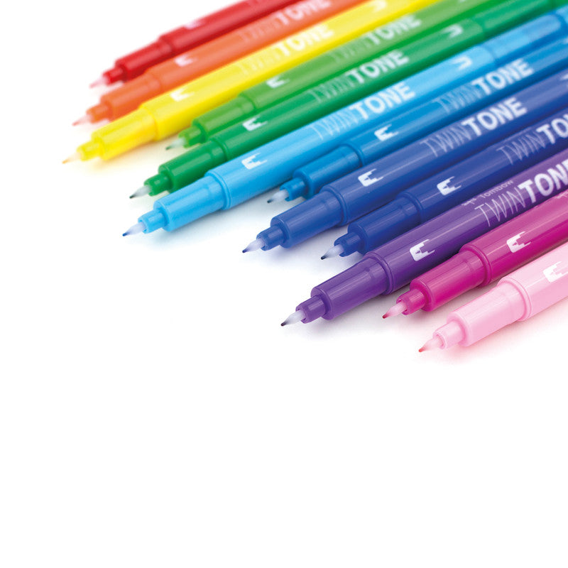 Tombow Filzstifte TwinTone, Strichbreite 0,3–0,8 mm, 12 Farben