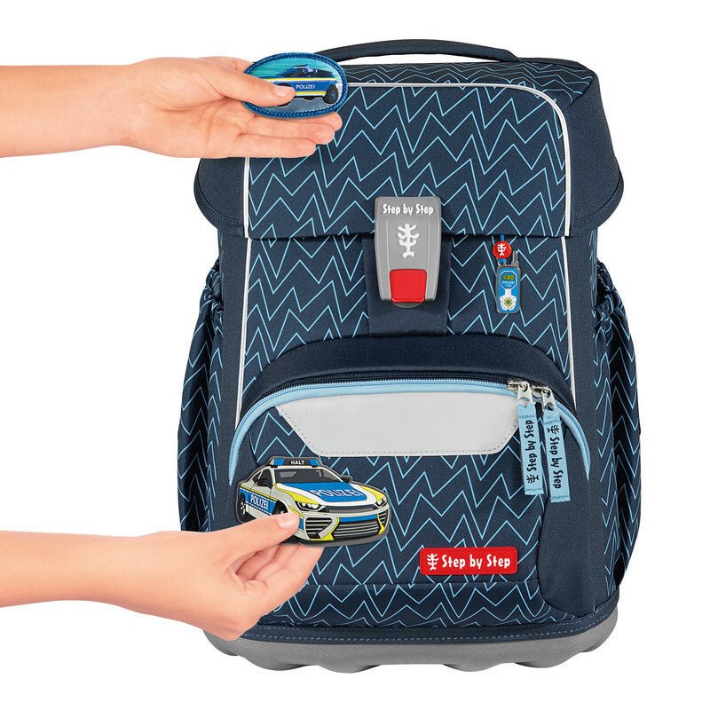 Step by Step Basis Schulrucksack-Set – 4-teilig – Blue Lines – Recycelte Materialien