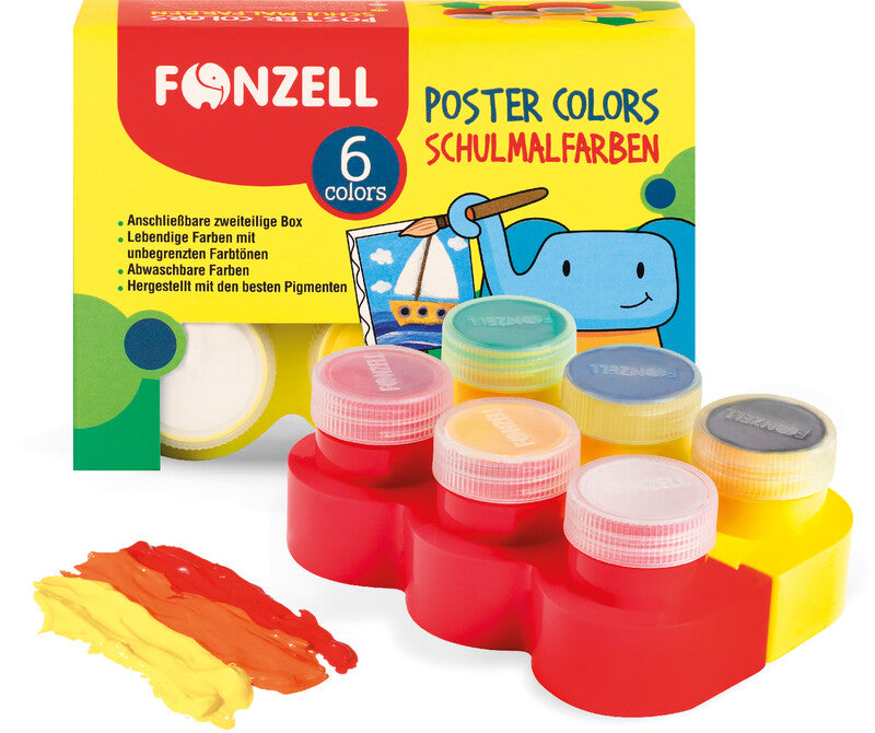 Fonzell Deckfarbkasten – 6 Farben, sortiert