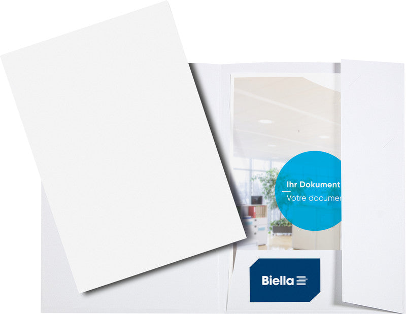 Biella Konferenzmappe – A4, Visitenkartenfach, Karton, Weiss