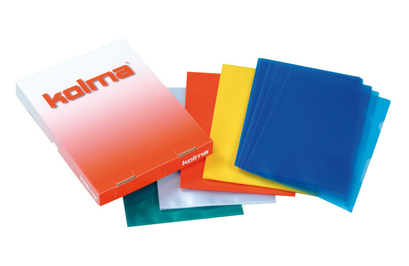 Kolma Sichtmappe A4 – farbig sortiert, Kunststoff, glänzend, 130 µm, 100er-Pack