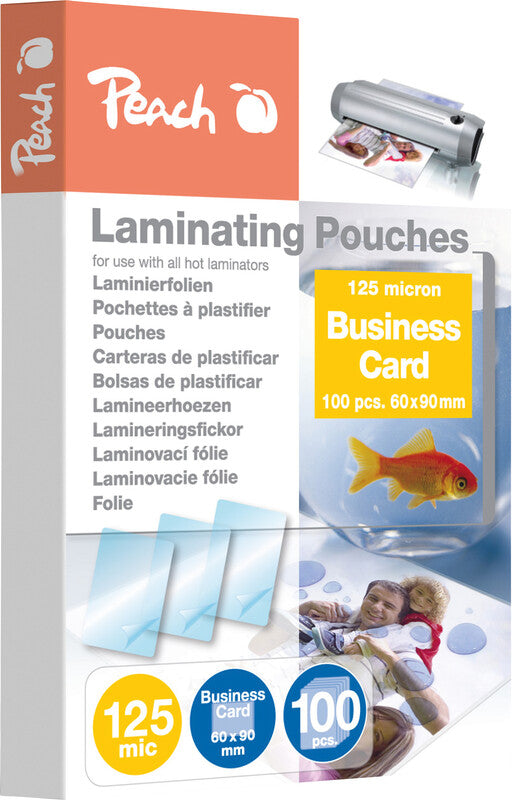 Peach Laminierfolien Visitenkarte, glänzend – 125 µm, 60 × 90 mm, 100 Stk.