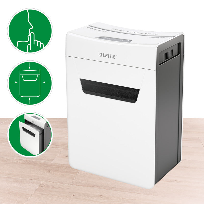 Leitz IQ 10X Protect Premium – Aktenvernichter, DIN P-4, Partikelschnitt 4 × 28 mm, 10 Blatt, 18 l, A4