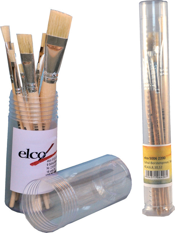 Elco pinsel Pinsel – Reine Borsten, 6er-Pack, Aluminiumzwinge, flach, für Acryl- und Temperafarben
