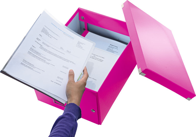 Leitz Click&Store Aufbewahrungsbox 17 l – für A4, mit Deckel, stapelbar, mit Tragegriff, pink, PP