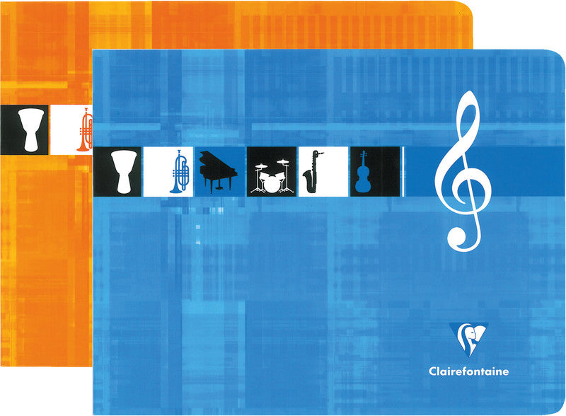 Clairefontaine Notenheft, Klammerheftung, Karton, 48 Seiten, 90 g/m² – sortiert (orange und blau)