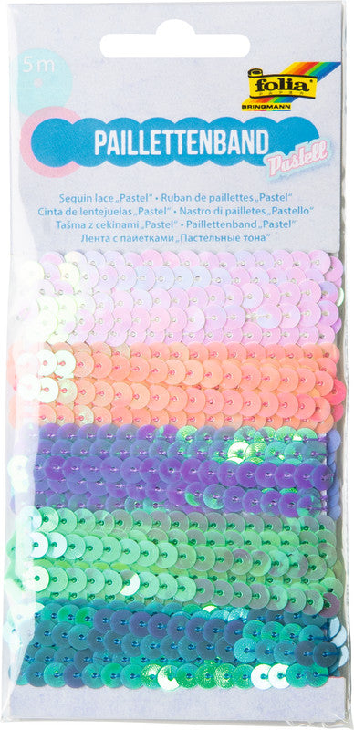 Folia Paillettenbänder – sortiert, pastell – 5 Stück – Kunststoff