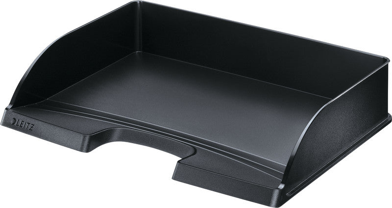 Leitz Briefkorb – mit Griffausschnitt, mit Beschriftungsfeld, matt, schwarz, B 363 × H 70 × T 273 mm