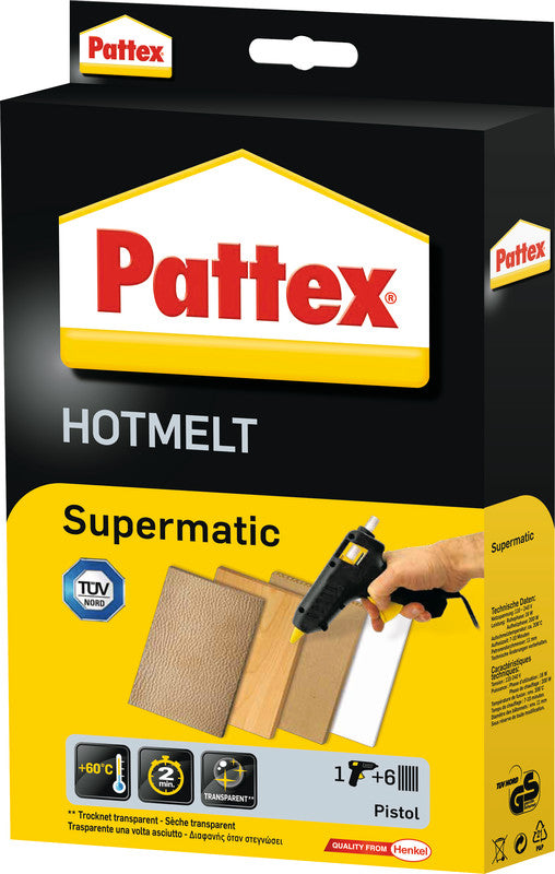 Pattex Heissklebepistole Supermatic – 45 W – 206 °C – inkl. 2 Klebepatronen