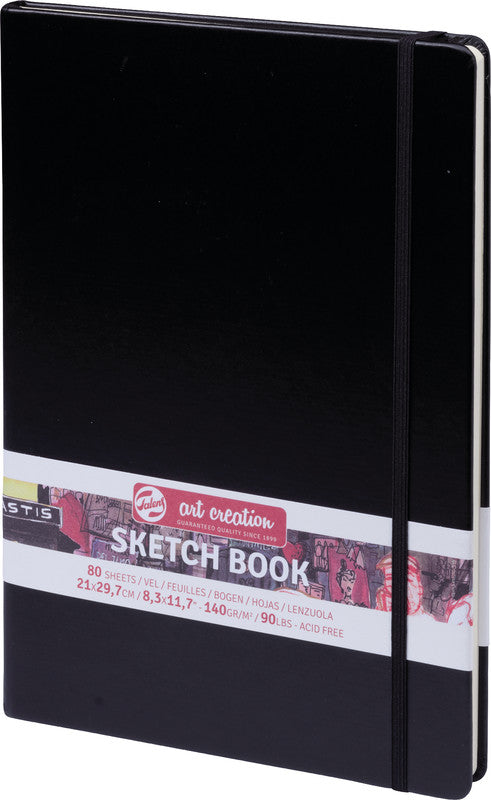 Talens Art Creation – Skizzenbuch, A4, 140 g/m², 160 Seiten, schwarz, mit Gummiband, säurefrei