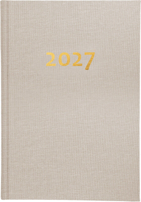 Biella Dispo Term Geschäftsagenda – 1 Woche/2 Seiten, gebunden, 14,5 × 20,5 cm, 2027, Beige, FSC