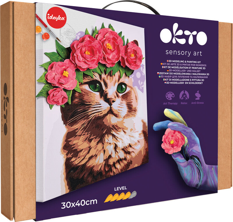 Okto Sensory Art – Modellier- und Malset Elegant Cat – ab 14 Jahren – 2 Pinsel – 400 × 300 mm