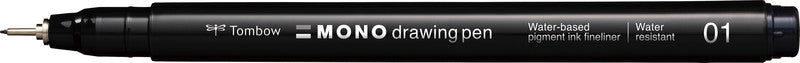 Tombow Mono Drawing Pen Fineliner – 4er-Set – Schwarz – Wasserfest