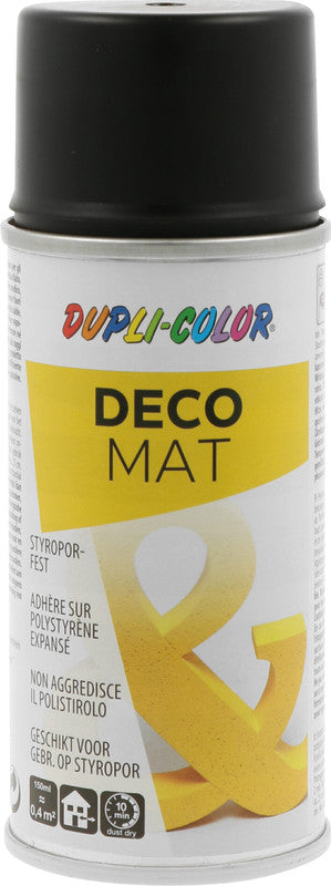 Dupli-color Deco Mat – Farbspray – Schwarz, Matt, 150 ml, für Styropor, Metall & Holz