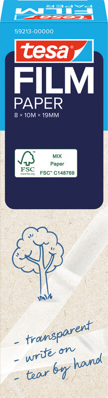 TESA Klebeband – permanent, klar, Papier, 19 mm × 10 m, 8 Rollen