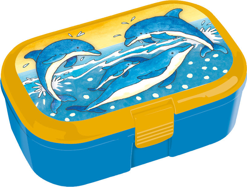 Lutz Mauder Lunchbox – 1,2 l – herausnehmbarer Einsatz – PP – mehrfarbig, Delfinmotiv – 16,5 × 6,5 × 10,5 cm