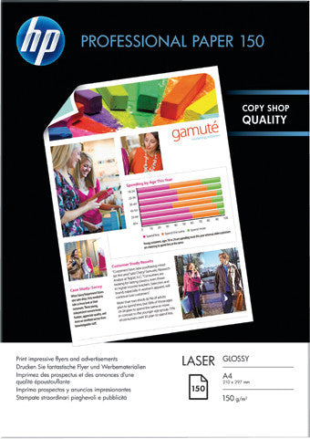 HP Kopierpapier – A4, 150 g/m², weiss – glänzend – für Laser – 150 Blatt