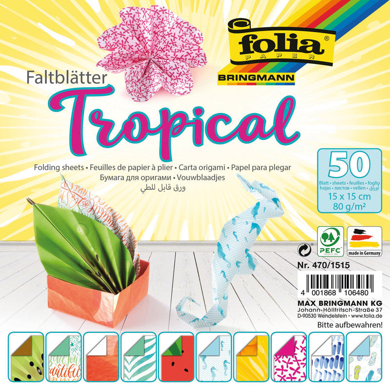 Folia Faltblätter – 150 × 150 mm – 80 g/m² – sortiert – 50 Blatt