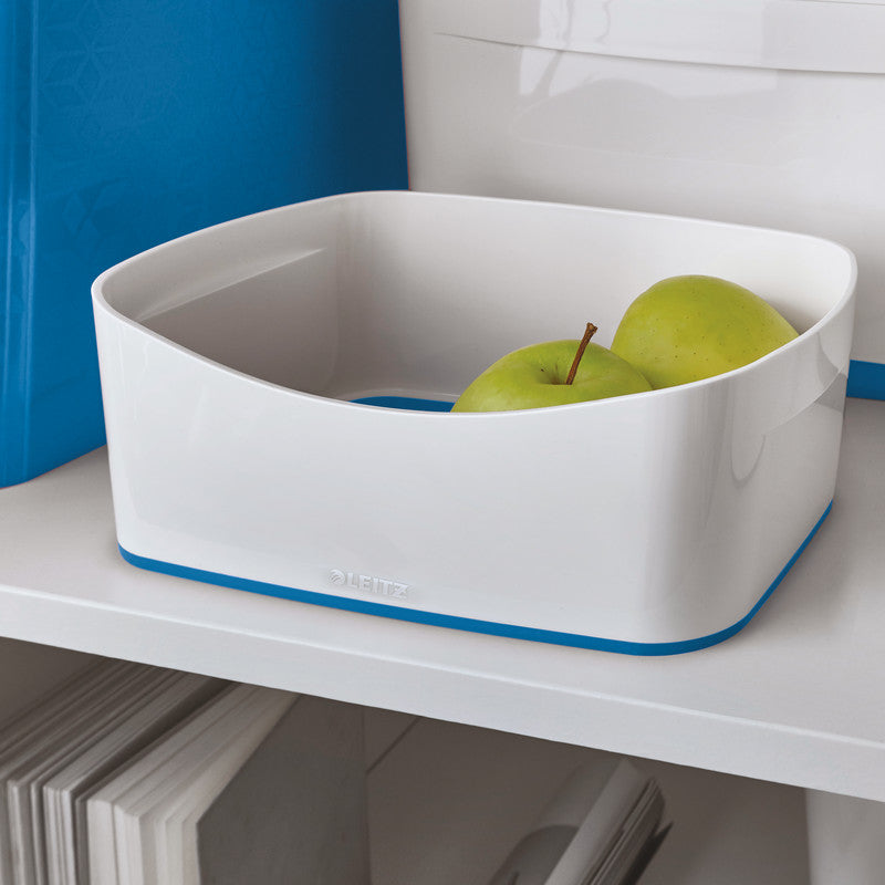 Leitz Aufbewahrungsschale – ABS-Kunststoff, Weiss/Blau Metallic, 24,6 × 9,8 × 16 cm