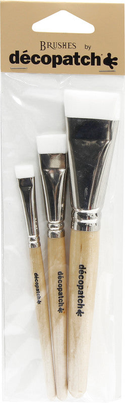 Décopatch Pinsel – 10, 17, 30 mm, 3er-Set, Nylon, Holz, für Lacke, Acryl