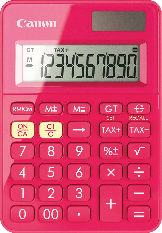 Canon Tischrechner LS-100KB – 10-stellig, LCD, Solar + Batterie, pink, 83×119×22 mm