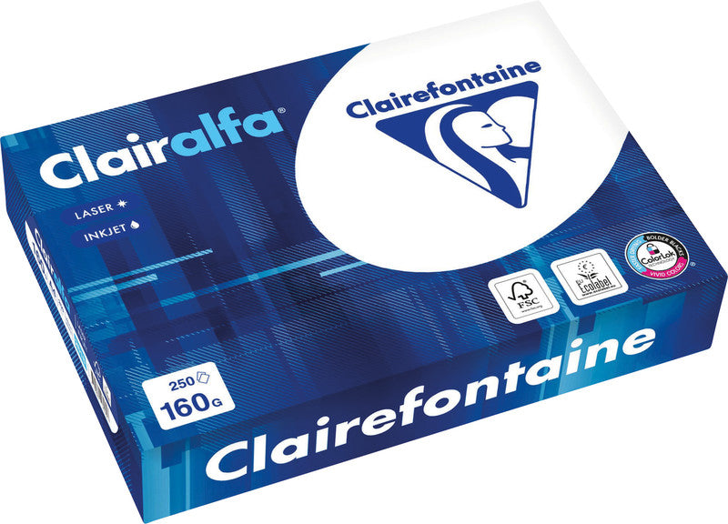 Clairefontaine Kopierpapier – A4, 160 g/m², hochweiss – für Inkjet/Laser/Kopierer – FSC, EU Ecolabel – 250 Blatt