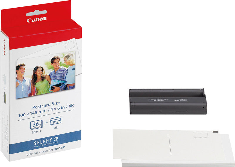 Canon Selphy Papier-Set – glänzend, 100 × 148 mm, 260 g/m², 36 Blatt, inkl. 1 × Farbband, einseitig – für Selphy