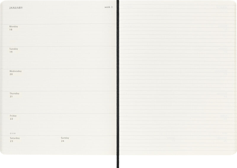 Moleskine Agenda – 1 Woche/1 Seite, gebunden, 19 × 25 cm, 2027, mehrsprachig, schwarz, FSC