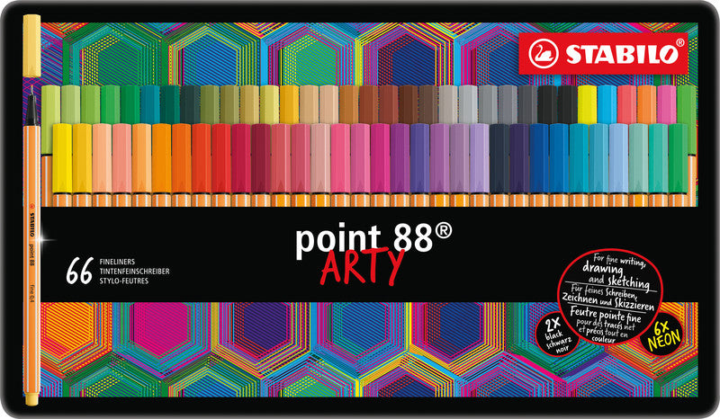 STABILO Point 88 Etui Arty Fineliner – 66er-Set 0,4 mm – sortiert