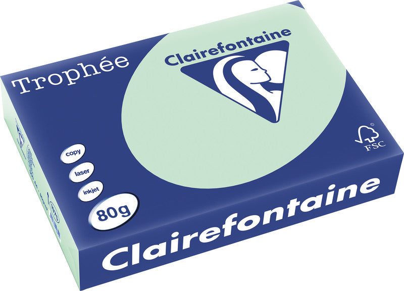 Clairefontaine Kopierpapier – A4, 80 g/m², Hellgrün – für Inkjet/Laser/Kopierer – FSC, EU Ecolabel – 500 Blatt