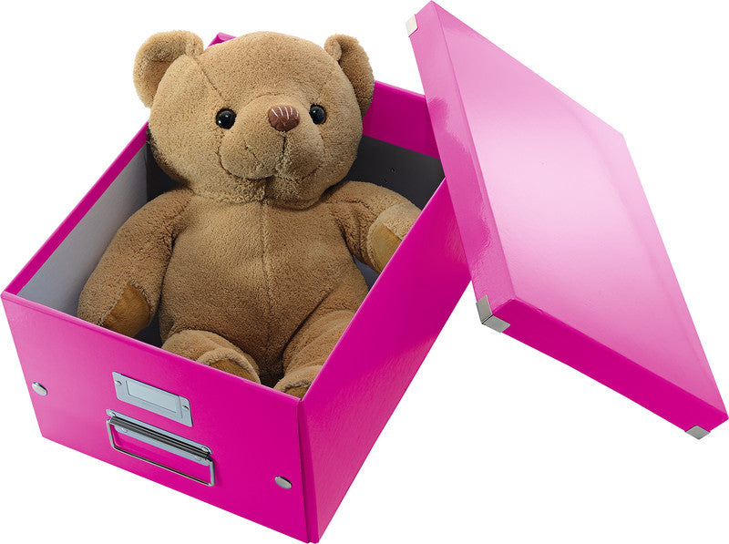 Leitz Click&Store Aufbewahrungsbox 17 l – für A4, mit Deckel, stapelbar, mit Tragegriff, pink, PP