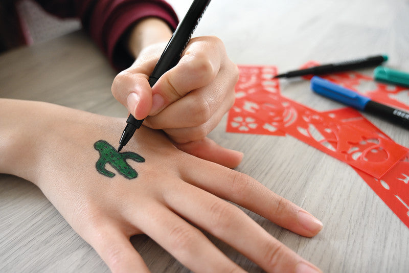 Eberhard Faber Non-Permanent Marker Tattoo – Rundspitze – Sortiert – 4er-Set – Wasserlöslich